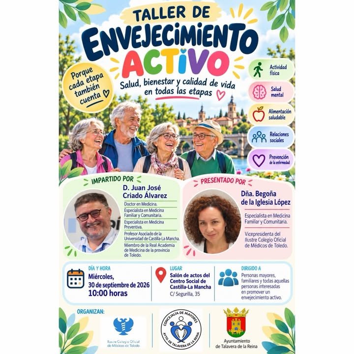 La Concejalía de Mayores y el Colegio de Médicos de Toledo promueven el Taller de Envejecimiento Activo