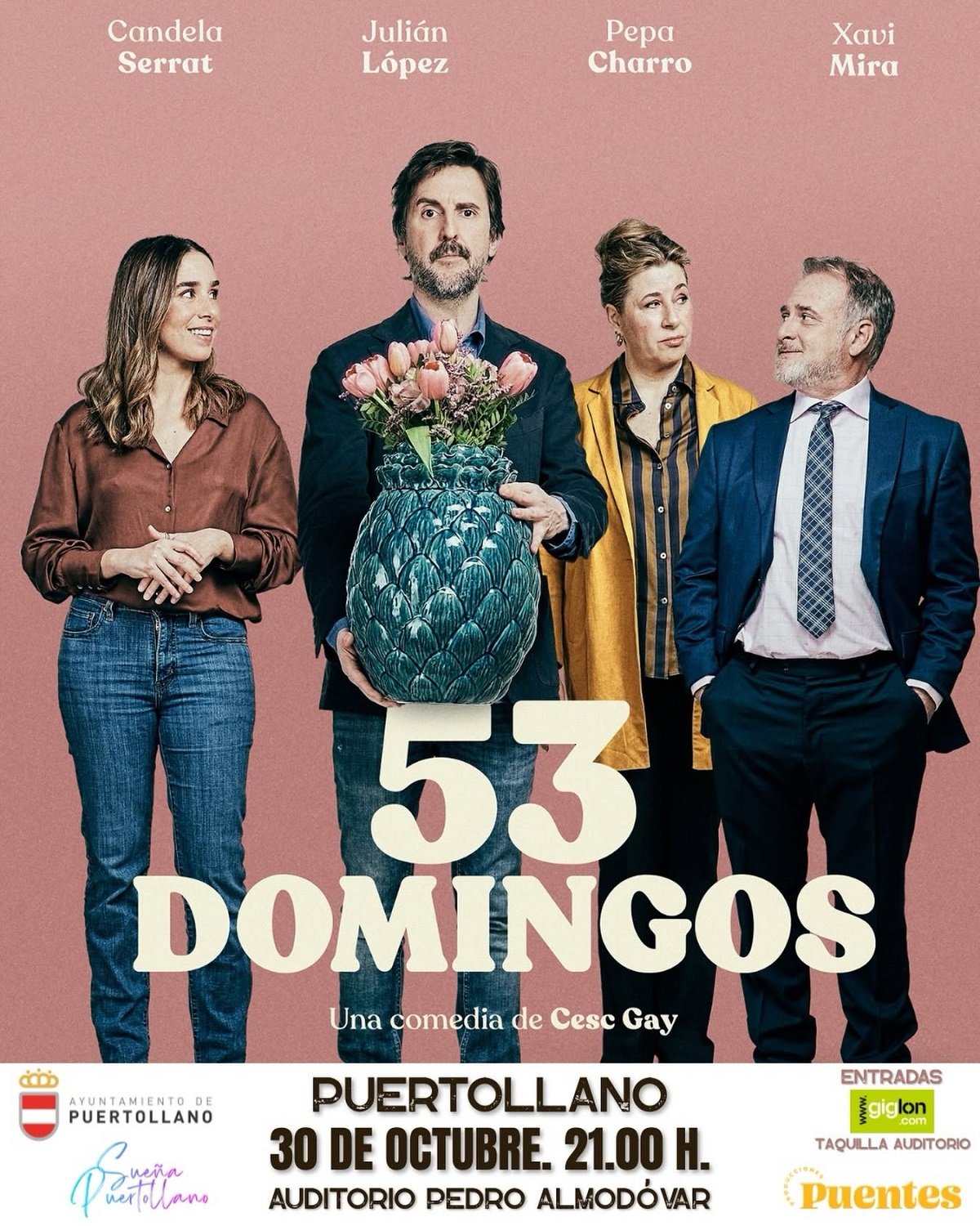 Cancelada la función teatral "53 Domingos" en el Auditorio Municipal de Puertollano