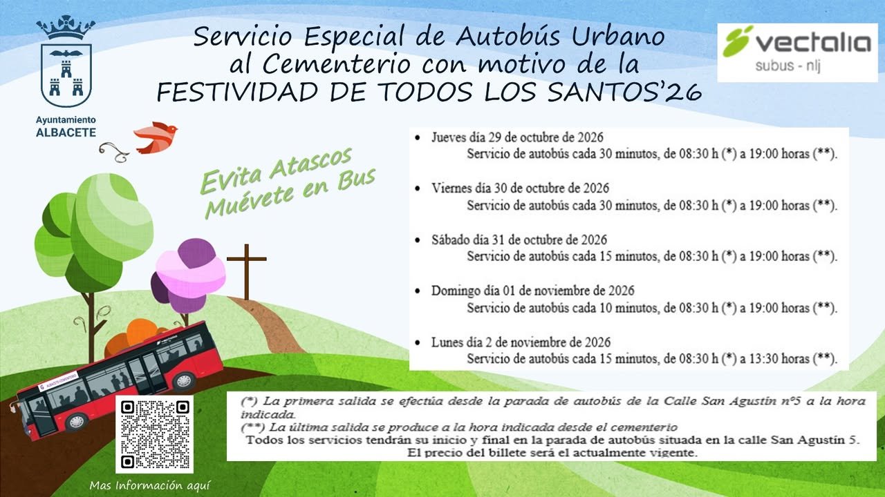 El Ayuntamiento de Albacete habilita un servicio especial de autobús urbano al cementerio