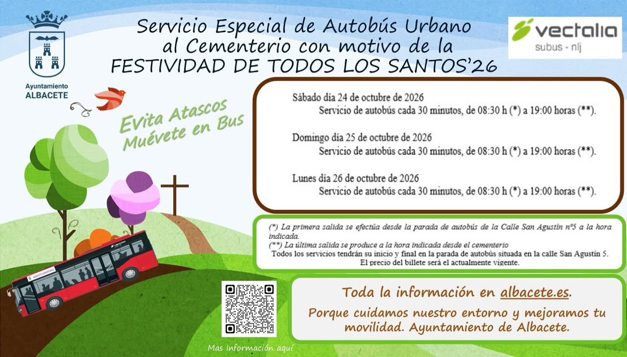El Ayuntamiento de Albacete implementa servicios especiales de autobuses al cementerio