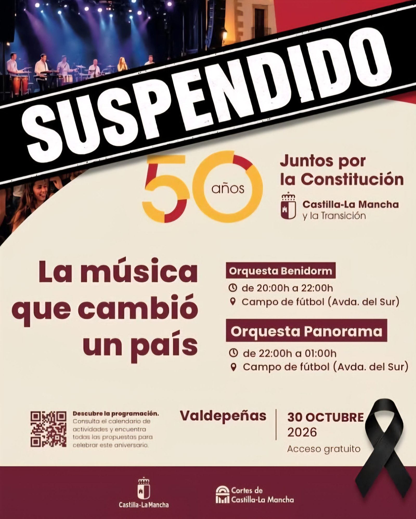 Suspendido el concierto de Panorama en Valdepeñas tras el accidente ferroviario de Urda