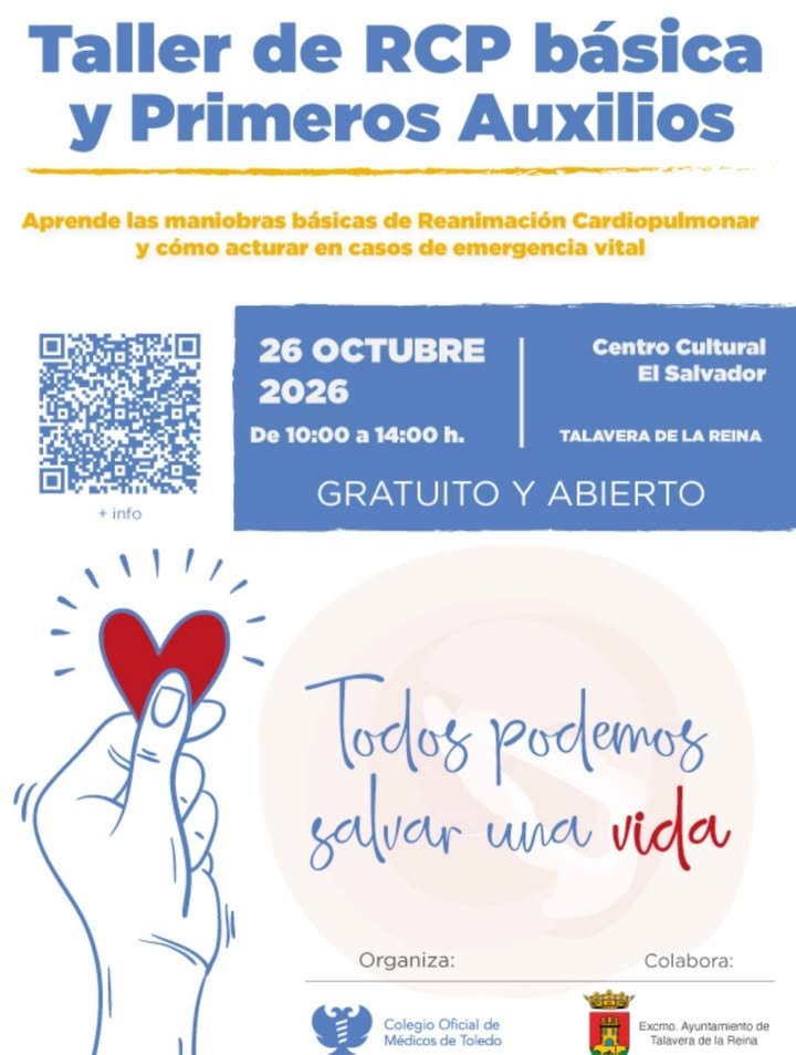 Toledo acoge un taller gratuito de RCP básica y primeros auxilios el 26 de octubre